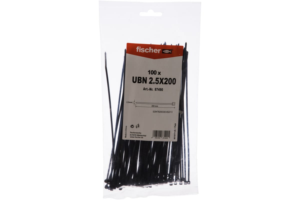 Хомут нейлоновый Fischer 87490 (черный)