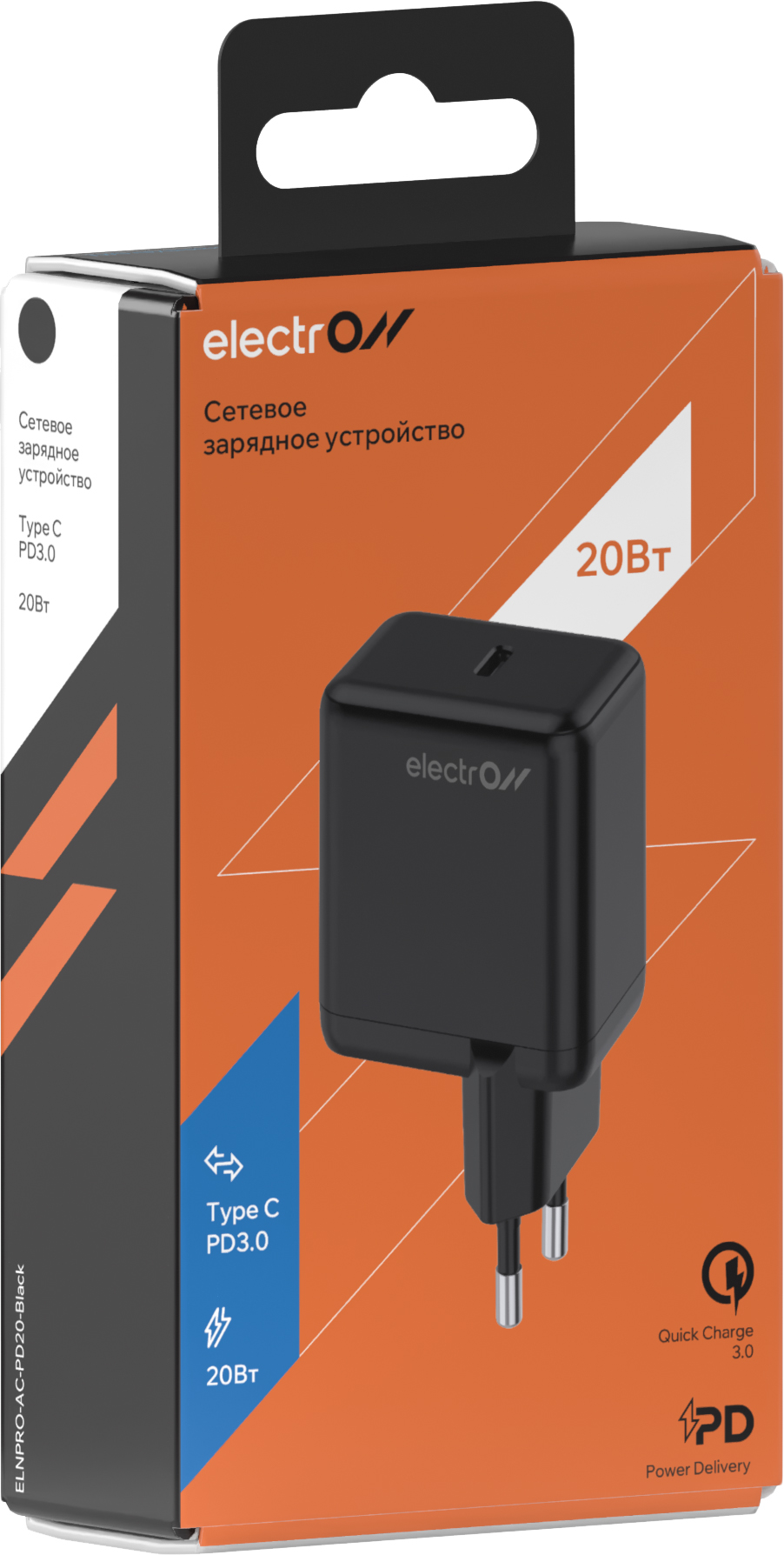 Electron 1*Type C, 20Вт (черный)