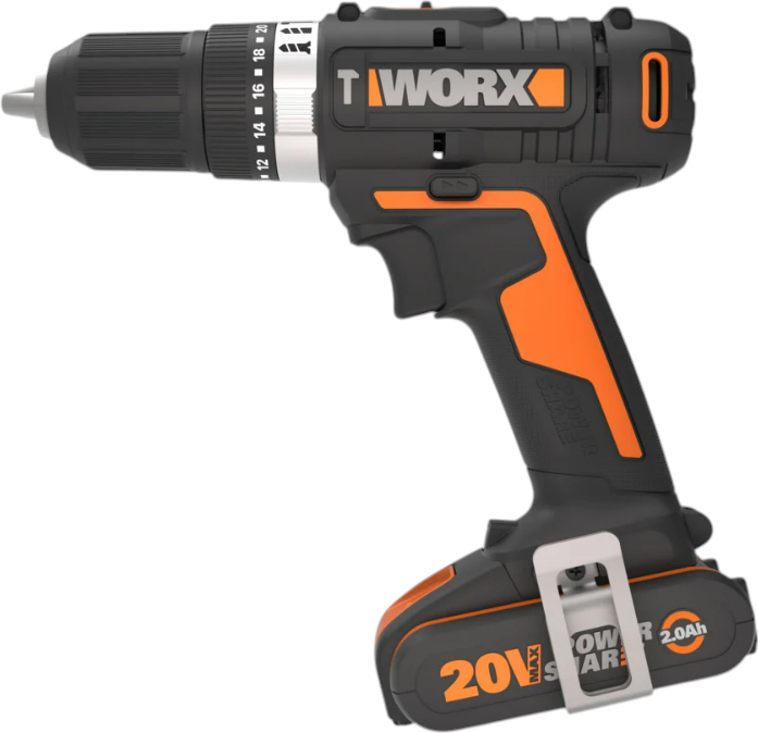 Ударная аккумуляторная дрель-шуруповерт WORX WX370 (черно-оранжевый)