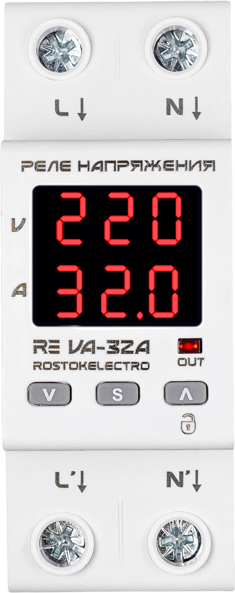 Реле напряжения Rostokelectro VA-32A (белый)