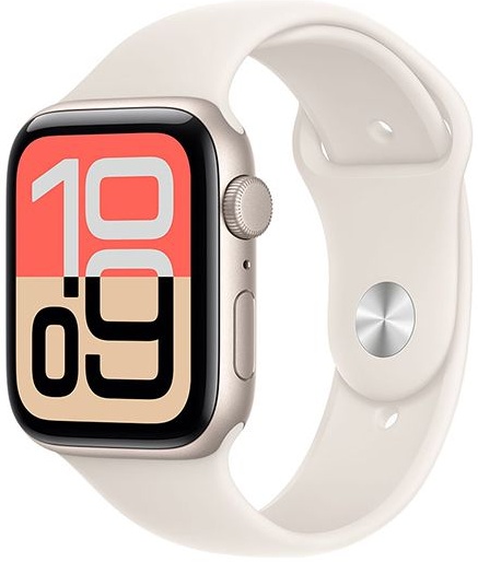 Apple Watch SE (2025) 44mm Aluminum Starlight Sport Band M/L (сияющая звезда)