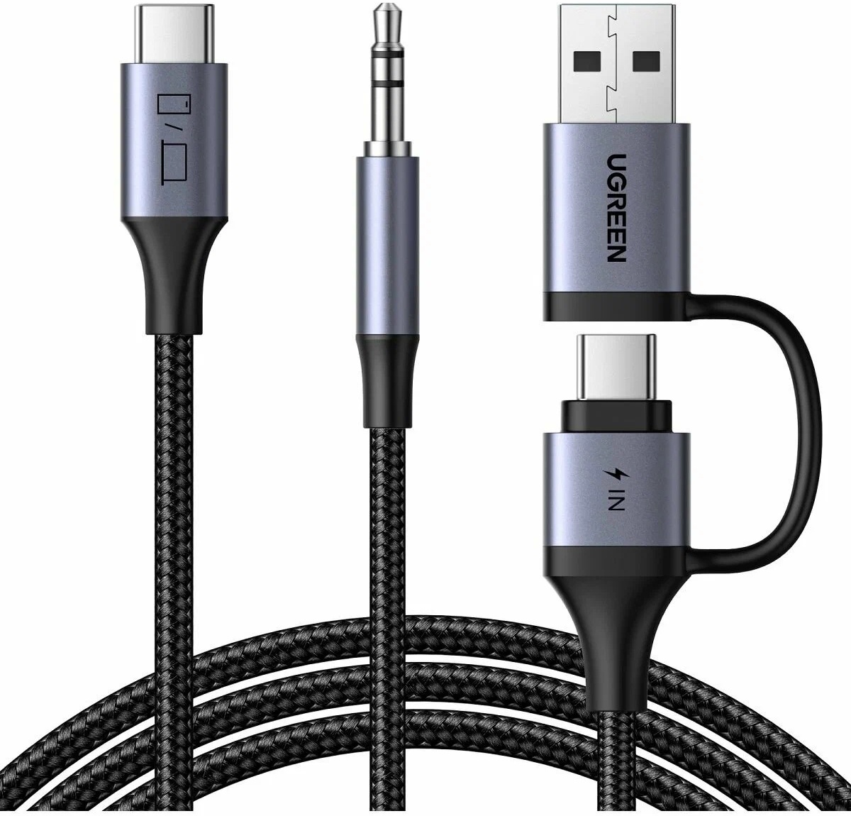 Ugreen CM772  USB-A-USB-C-Jack 3.5 (серый)