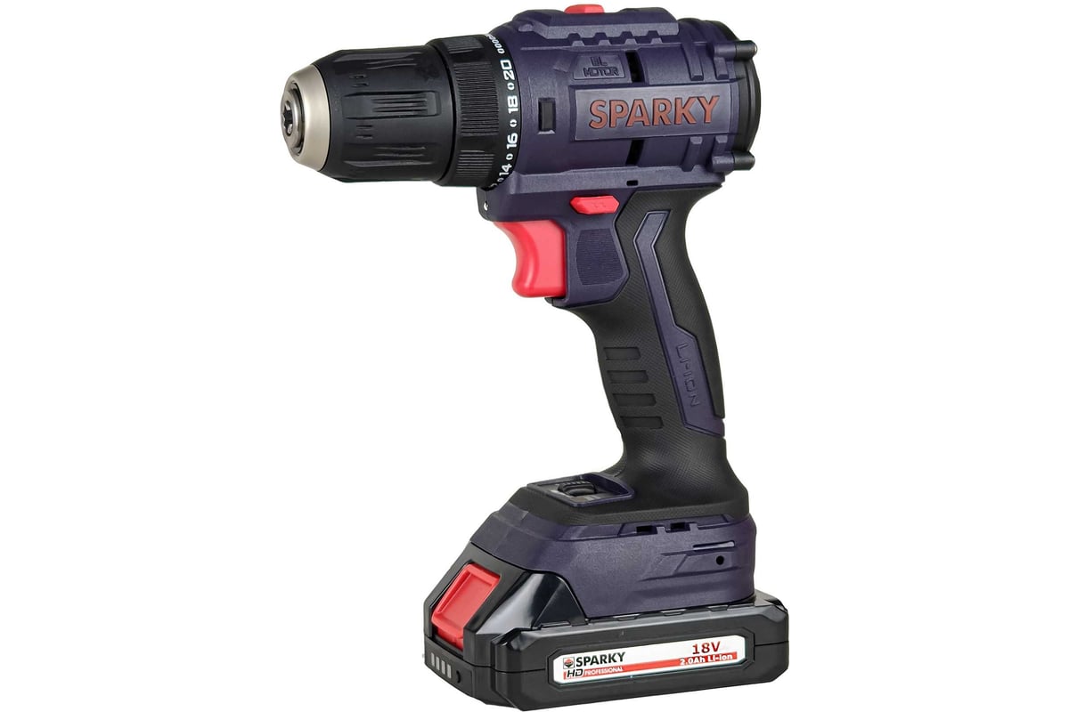 Безударная аккумуляторная дрель-шуруповерт SPARKY BR2 18Li-C HD BL 14000197157 (черно-фиолетовый)